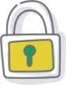 Image of an illustrated yellow lock with green keyhole